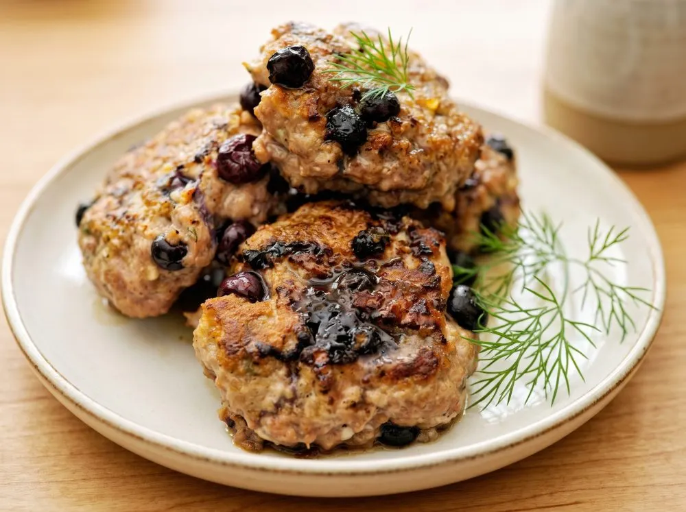 Maple Blueberry Turkey Sausage Breakfast Patties Skillet