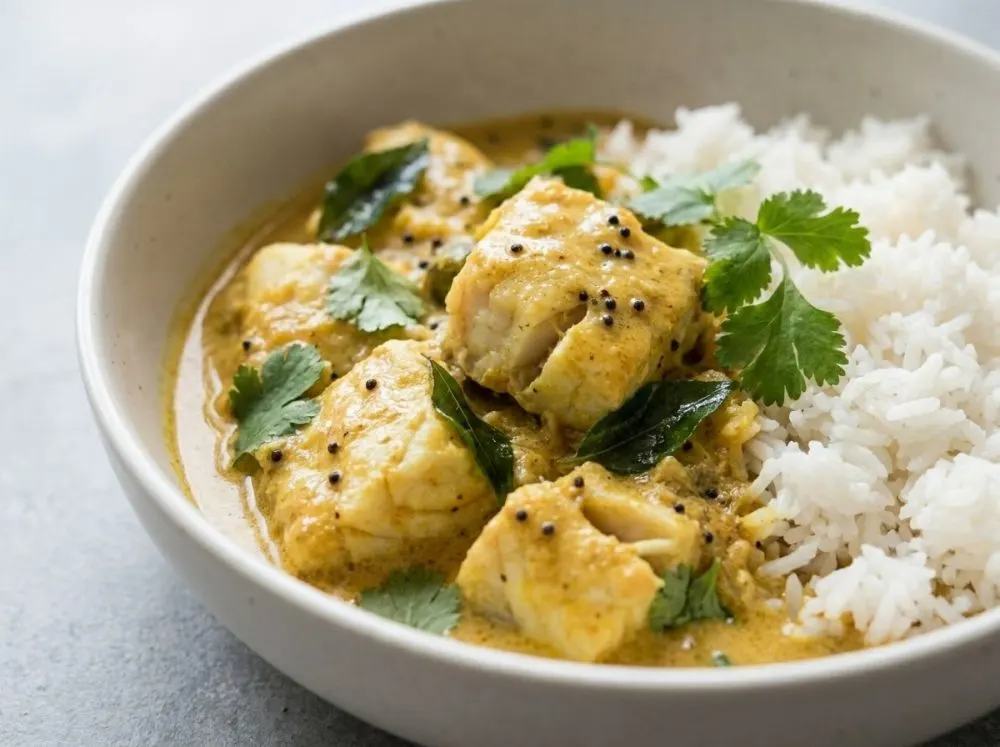 Cozy Coconut Fish Curry with Butternut Squash and Rice