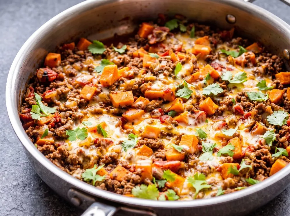 High-Protein Ground Beef and Sweet Potato Skillet