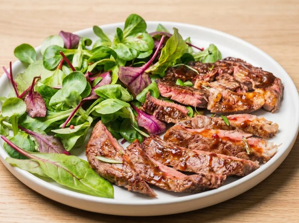 Pan-Seared Steak with Crispy Herbs and Escarole