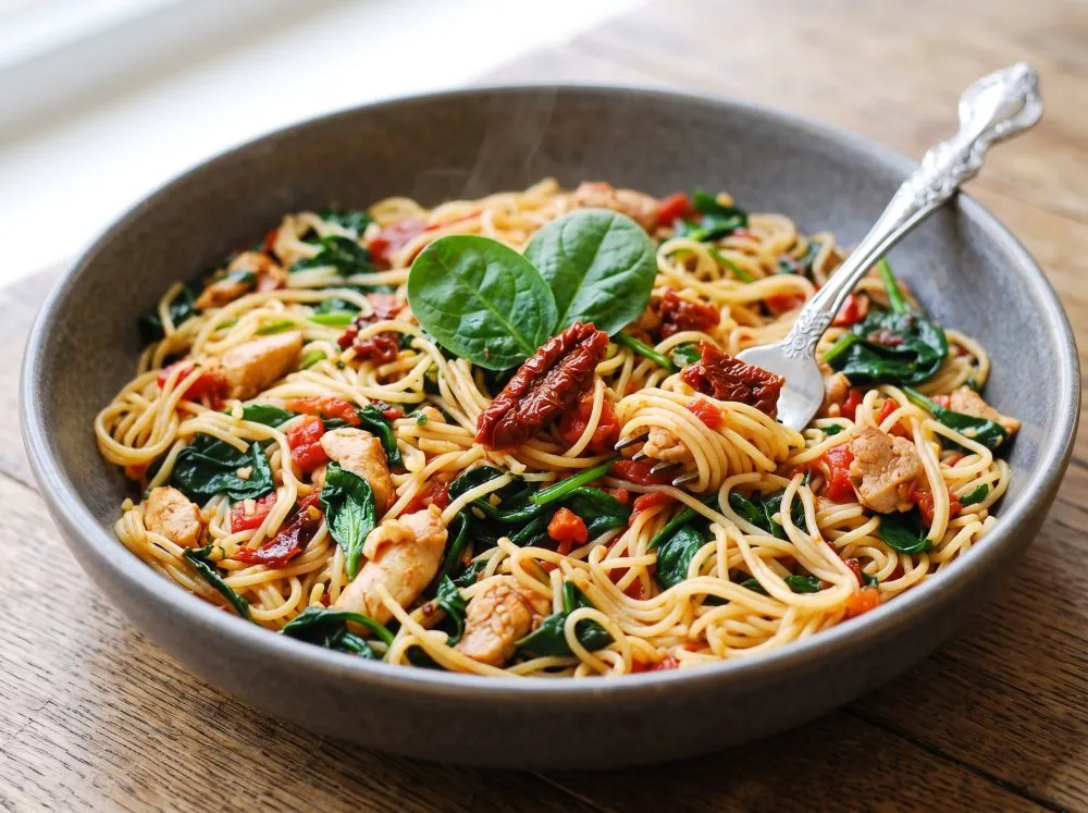One-Pot Pasta With Spinach in Tomato Sauce