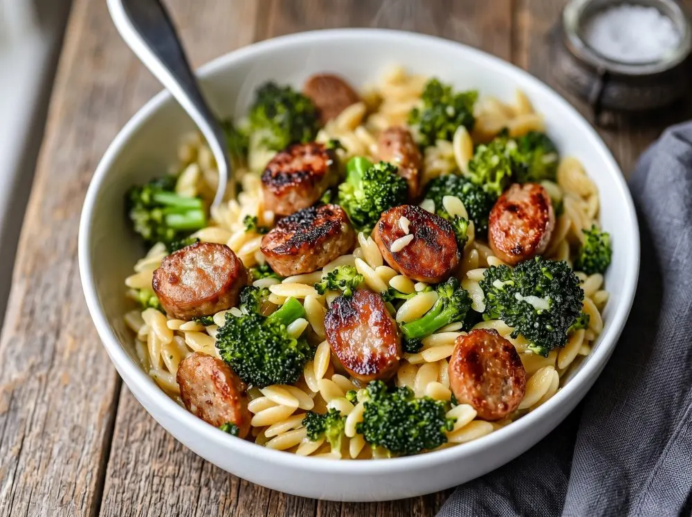 Cozy One-Pot Chicken Sausage Broccoli Orzo