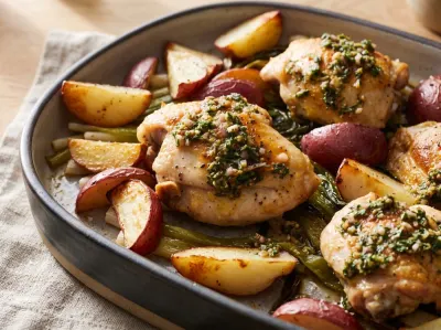 Herbed Roasted Chicken Thighs, Potatoes