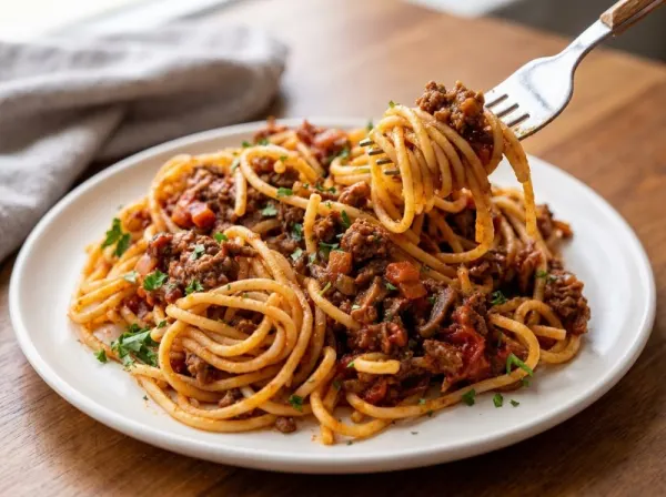 Classic Spaghetti Bolognese with Rich Meat Sauce