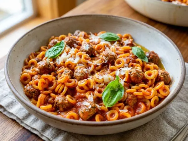 Homemade Spaghetti Os and Meatballs