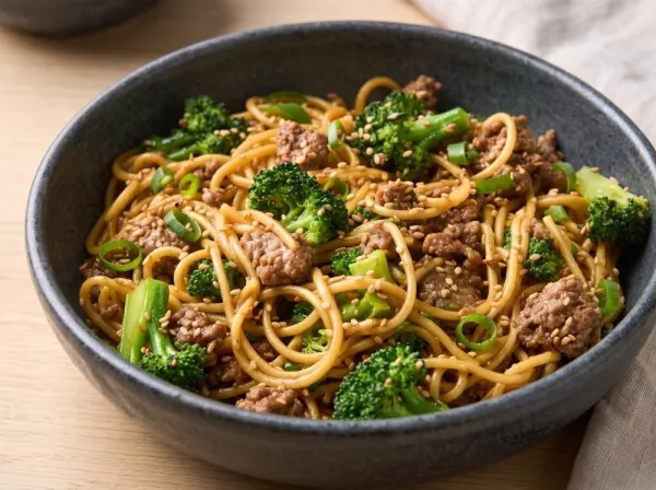 Garlic Noodles with Beef and Broccoli Skillet