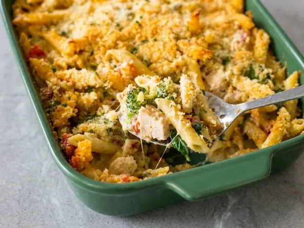 Creamy Pesto Chicken Penne Casserole