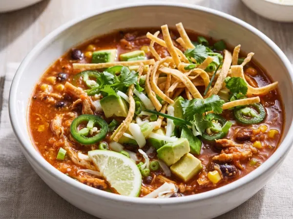 Cozy Chicken Tortilla Soup with Hominy