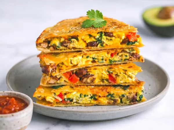 Crispy Breakfast Quesadilla with Sausage
