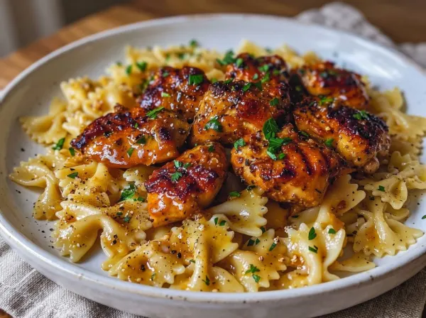 Creamy Garlic Butter Chicken Bowtie Pasta Recipe