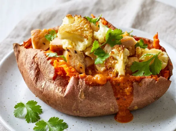 Easy Chicken Curry Stuffed Sweet Potatoes
