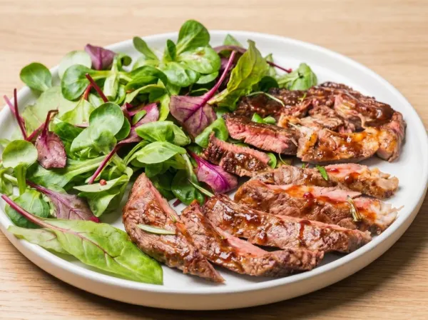 Pan-Seared Steak with Crispy Herbs and Escarole