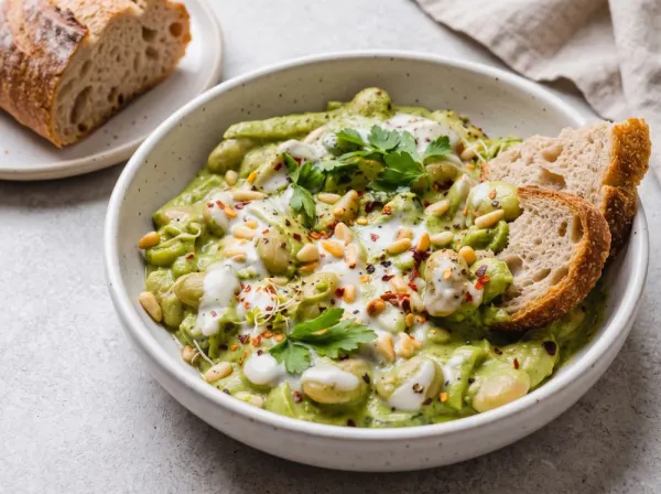 Creamy Pesto Beans with Parmesan and Basil