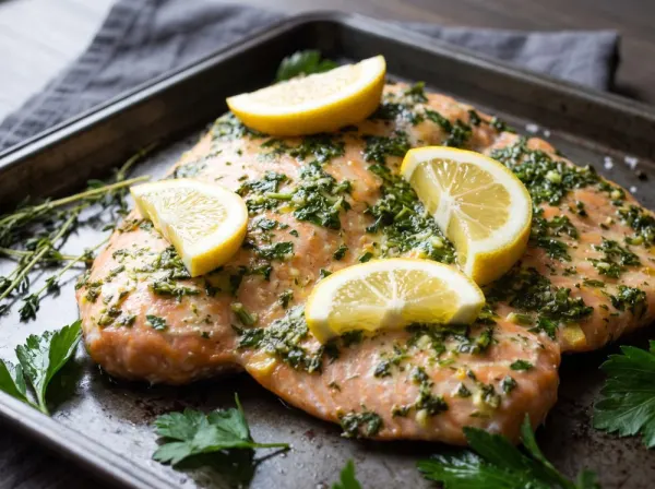 Bright Lemon-Roasted Salmon with Green Herb Sauce