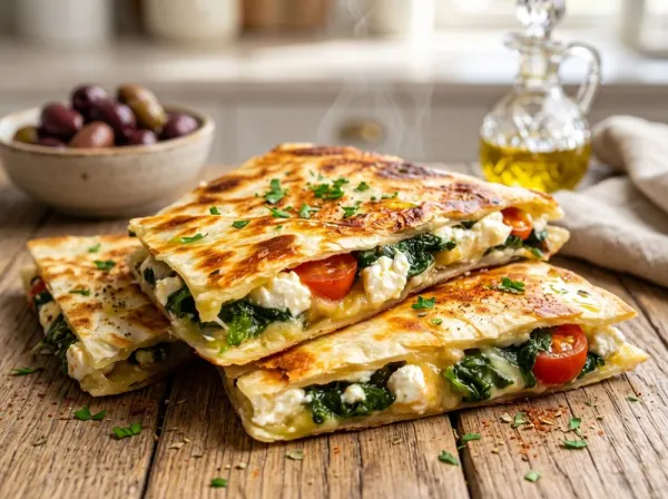Crispy Spinach and Feta Quesadillas